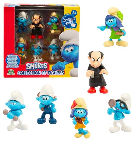 Les Schtroumpfs, PUF14 Set mit 6 Figuren, 5,5 cm, Davon 1 exklusiv, zufällige Modelle, Spielzeug für Kinder ab 3 Jahren