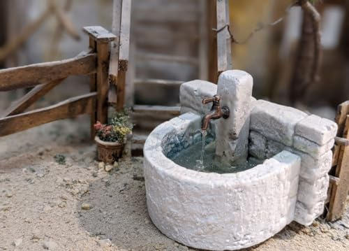 Brunnen mit Wasserhahn und Wasserlauf Modellbau Krippenbau