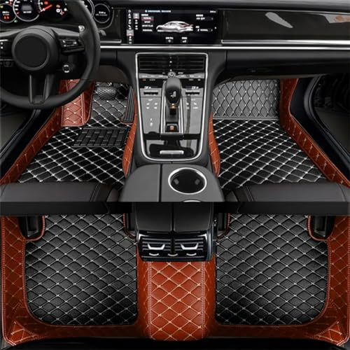 Zyfwzc Tapis de Sol de Voiture pour Mazda 2 Demio R DJ DL 2015-2022,Coussinets Antidérapants en Cuir PU,Conduite à Gauche/Ensemble Complet/personnalisé,Brown Black
