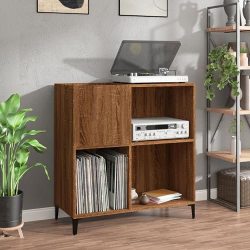 LAPOOH Mueble Discos Madera contrachapada Roble marrón 84,5x38x89 cm, Estanteria CD, Mueble Tocadiscos, Mueble para Discos, Mueble para Vinilos, Mueble para Tocadiscos - 832004