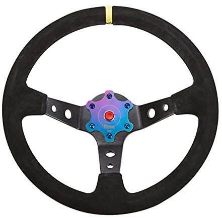 Sportlenkrad,Drift Lenkrad Universal 6-Loch 70mm Edelstahl-Lenkrad-Horn-Taste-Abdeckplatte mit Inbusschlüssel