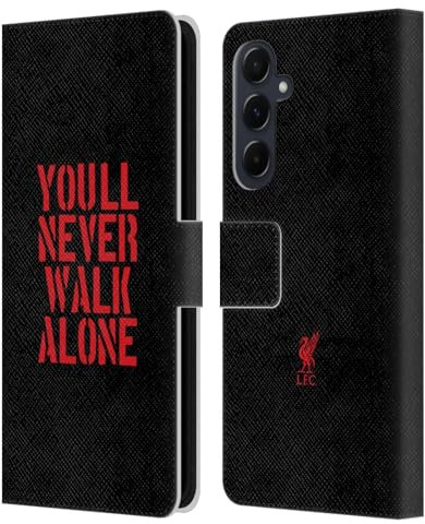 Head Case Designs Offizielle Liverpool Football Club Stencil Schwarz Liver Bird YNWA Leder-Wallet-Hülle Kompatibel mit Samsung Galaxy A55 5G