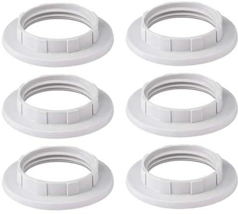 EIHI confezione da 6 Bianco Plastica Anello Riduttore paralume lampada E14 28MM, Raccordi per Paralume Anello Convertitore dell'Adattatore E14 per Lampada da Tavolo, Plafoniere, Lampada da Comodino