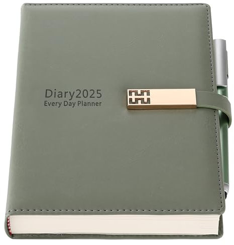 Akademischer Kalender 2025 2025, A5, Seite pro Tag von Januar 2025 bis Dezember 2025, Organizer, Tagesplaner mit bunten monatlichen Registern, Stift, Stiftschlaufe und Innentasche, Lesezeichen (grün)