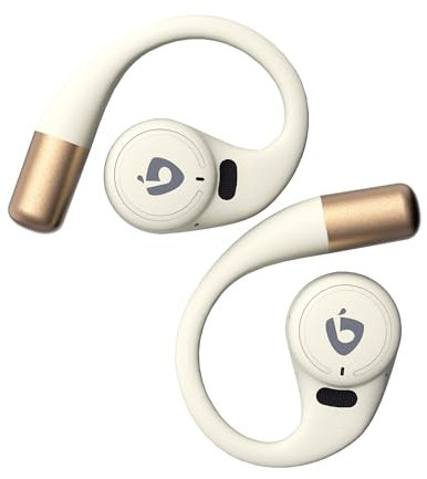 VoxSoul Open Ear Kopfhörer Bluetooth, Open Ear Bluetooth 5.3, Kopfhörer Kabellos Bluetooth 55 Stunden Spielzeit, Beige Bluetooth Kopfhörer Sport mit 4 Mik, 16,2mm Lautsprecher ENC Hi-Fi-Stereo-Bass