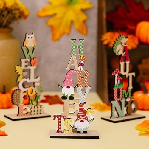 ACAREY Herbstdeko Holz 3 Stück Schriftzug Herbst Deko Holz Herbst Dekoration Aufsteller Herbstdeko Draußen Innen Kreativsets Herbst Tisch deko Ornamente Herbstzeit Fall Erntedankfest Deko (B)