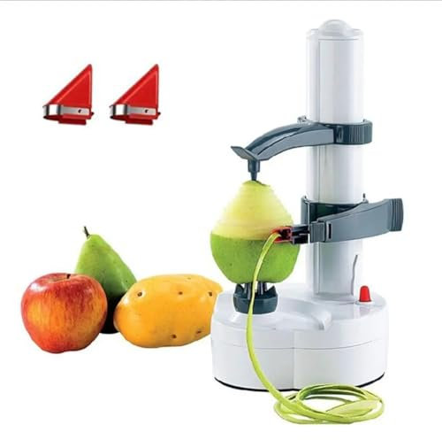 TsoLay Electric Potato Peeler, Automatic Rotating Fruits Peeler, Kitchen Peeling Tool with 2 Extra Blades, Lifting Handle and Non-Slip Base, Two Power Modes, for Vegetables Fruit