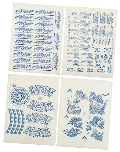 Tofficu Exquisites Ton-aufkleber-transferpapier-set 4-teilig Keramik-aufkleber Für Dekorative Projekte
