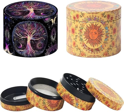 Grinder,YouXiaor 2PCS Spezie Macina,Grande Macinaspezie Versatile Tritino in Metallo Portatile Macinaspezie Macinapepe per Spezie Erbe Aromatiche Polline