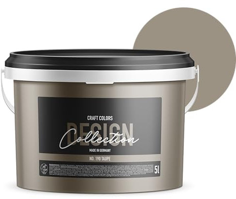 Craft Colors® 5L hochwertige Wandfarbe edelmatt, Kreidefarbe made in Germany, DESIGN Collection No. 190 Taupe