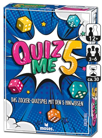 Moses. Quiz Me 5, spannendes Zocker Quizspiel mit 5 Hinweisen, Glücksfaktor & 200 Lösungen, Wissensspiel & Partyspiel für Familie, Freunde & Erwachsene ab 12 Jahren, White
