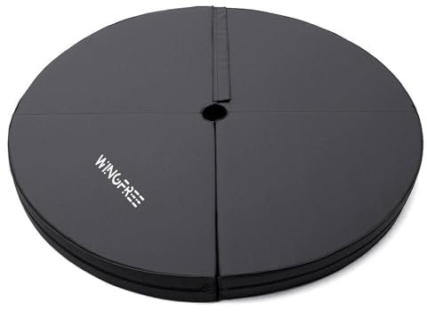 IEOWY Sicherheits-Crashpad für Pole Dance-Matte, faltbar, rund, dick, Fallschutz, Rutschhemmende Schutzmatte, Schutzmatte für Tanz, Fitness, Gymnastik, Yoga, Anfänger, schwarzer Bezug, 120 x 5
