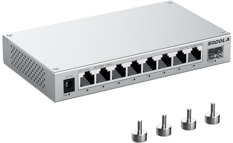 SODOLA 8-Port 2,5Gb Web Managed Switch mit 10G SFP+, Aluminium-Kühlung & Magnetfüßen – LACP/QoS/VLAN/IGMP Verwaltbarer Multi-Gigabit Switch für Homelab & Professionelle Netzwerke
