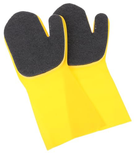 FRCOLOR Wiederverwendbare Latex Reinigungshandschuhe Haushalt Rutschfest Küchenteller Waschhandschuhe Gelb Schwarz 2 Stück