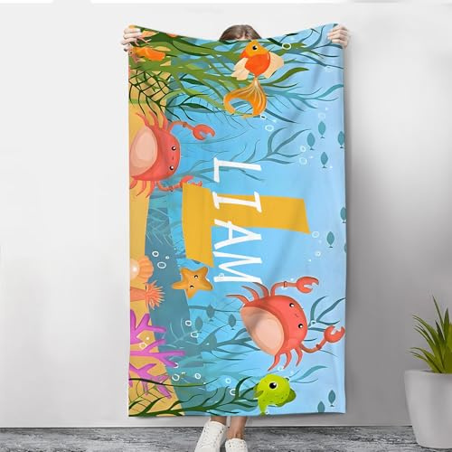 lorajewel Personalisiertes Strandhandtuch mit Namen Groß Sandfest Mikrofaser Handtuch Schnell trocknend Strandtuch Geschenk für Männer und Frauen 70 * 140cm/140 * 180cm (#11)