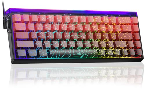 AULA HERO 68 Mechanical Gaming Keyboard,Hall Effect Magnetic Switch,0.01mm Adjustable Actuation Rapid Trigger,8K Polling Rate,Five-Layer Padding,Hot-Swap,RGB,Side Print,60% Wired Keyboard (Red&Black)