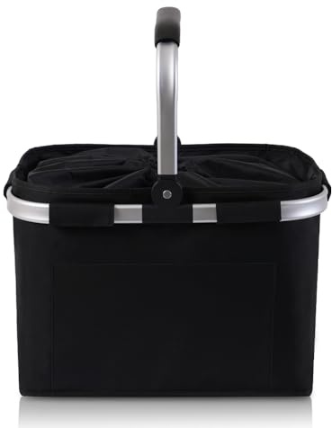 Diurwur® Tragekorb Faltbar 30L Einkaufskorb mit Deckel Groß Picknickkorb mit Gepolsterten Griffen Klappkorb Einkaufstasche mit Alurahmen Stabiler Korb - ideal für Reisen/Picknick/Einkaufen/Geschenk