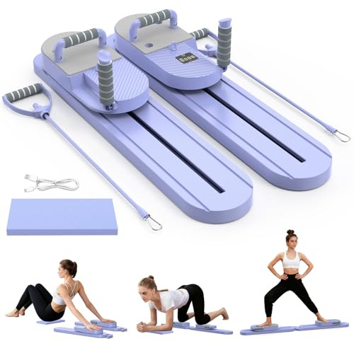 IMAYCC Foldable Pilates Board Reformer Machine Set with Ab Roller Portable Multi-Functional Pilates Training Full Body Workout Equipment for Home (Blue)