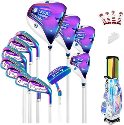 Damen Golfschläger Set Mit Tasche, 12 Stück Professionelle Damen Komplettes Golfschläger Set, Anfänger Full Set, Rechte Hand