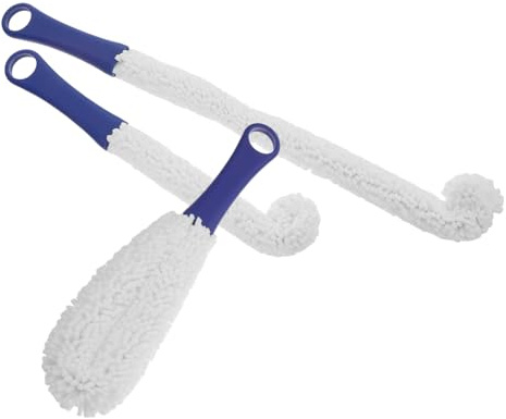 Warmhm 3 pièces Brosse de Nettoyage pour Verres à Vin Poils Souples Flexibles Manche Antidérapant Ergonomique Nettoie Carafes et Décanteurs Outil Multifonction pour Bar et Cuisine