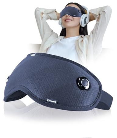 Elinsong Eye Massager, masque électrique pour les yeux avec chaleur et vibration, masseur de tête pliable à 6 modes pour réduire la fatigue oculaire, soulager les maux de tête, cadeaux pour la famille