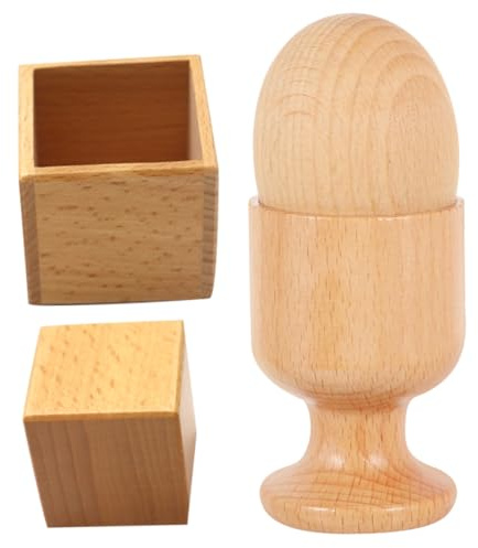 Beaupretty 2 Satz Holzspielzeug für Hand Augen Koordination und Kleinkind Lernspielzeug mit Ei und Eierbecher Quadratisches Steckspiel Montessori Förderspielzeug für Motorische Entwicklung