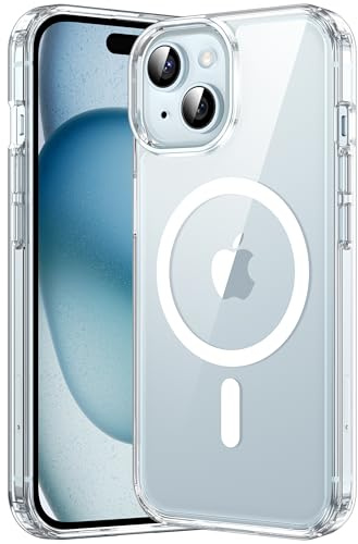 Cover Magnetica per iPhone 15 iPhone 14 iPhone 13, [Compatibile con Mag Safe] [Anti-ingiallimento], Design Sottile e Resistente ai Graffi, Custodia Rigida in Acrilico Opaco, Orange