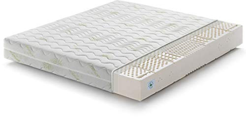 Marcapiuma - Doppelmatratze Sevenlife 18 Latexmatratze 150x220 cm Höhe 18 cm H2 Mittel/Weich Orthopädische Ergonomische Latex Matratze waschbar Gegen Milbe Aloe Vera Bezug EuroLatex Made in Italy
