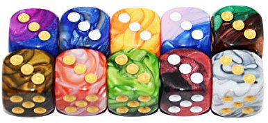 StarMall 16 mm 10-pack tvåfärgad 6-sidig tärning D6 polyhedral tärning