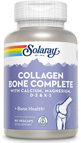 Solaray Collagen Bone Complete - Marine Collagen Capsules with Calcium, Magnesium, & Vitamin D3 for Women & Men, Bone Strength & Health Support - 90 Capsules