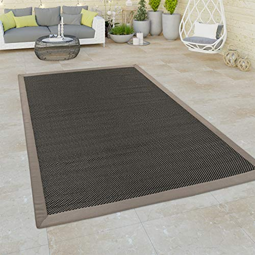 Paco Home In- & Outdoor Teppich Balkon Terassen, Sisal Optik, Grau Grün in versch. Farben, Grösse:120x170 cm, Farbe:Anthrazit