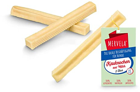 MERVELA® Kaukäse für Hunde | 3 * 30 Gramm | Käseknochen | Beschäftigung & Belohnung | Käsestangen | Himalayan Cheese Bones | Harter Yak Käse, Langer Kauspaß