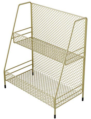 NNHDWS Gewürzregal Spice Rack Organizer, 2-Tier Metall Spice Organizer Stehen Gestell mit Shelf Liner für Küchenschrank Pantry Badezimmer Büro (Gold, rosa, schwarz),Gold