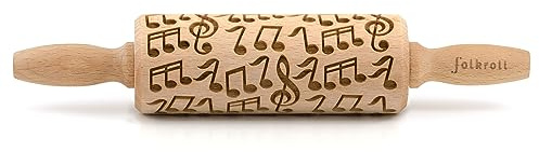 Folkroll Teigrolle Musik, junior, 23 cm, Nudelholz, Prägerolle, Muster, Motiv, Rolle, Buchenholz, 332849