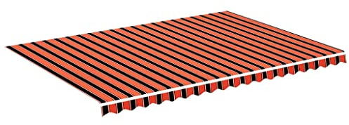 vidaXL Markisenbespannung Wasserabweisend Markisestoff Markisentuch Ersatzstoff mit Volant Markisevolant für Markise Orange Braun 5x3,5m