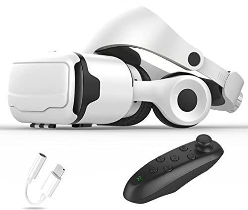 JYMYGS Gafas de Realidad Virtual, 3D VR Gafas con Controlador Bluetooth para Juegos Visión Panorámico VR Glasses para iPhone 13 Pro Max/13 Pro/13/12/11, para Samsung Galaxy S21, Huawei, Xiaomi