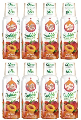 8 Pack - FruttaMax Peach Syrup | Less Sugar | 60% Real Fruit Concentrate | Suitable for soda Machine 8x500ml