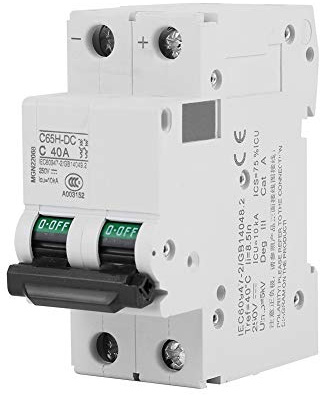 Yosoo Health Gear DC Sicherungsautomat 250V, 2-Polig, 40A, Miniatur Leistungsschalter für Solarpanel