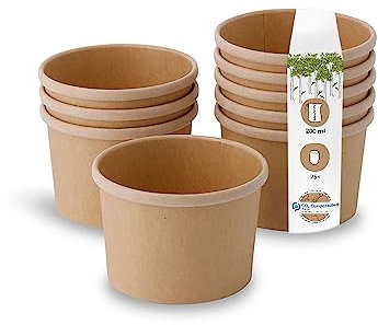 BIOZOYG Bicchieri di Cartone Kraft per Alimenti Bicchieri Bio marroni I Bicchieri compostabili Tazza da Asporto Coppe Gelato Carta I 25 Bicchieri Monouso biodegradabili 200ml