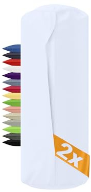 npluseins 2er Pack - Bezug für Nackenrollen 40x15 cm 100% Baumwolle 1600.2330, 40 x 15 cm, Weiß