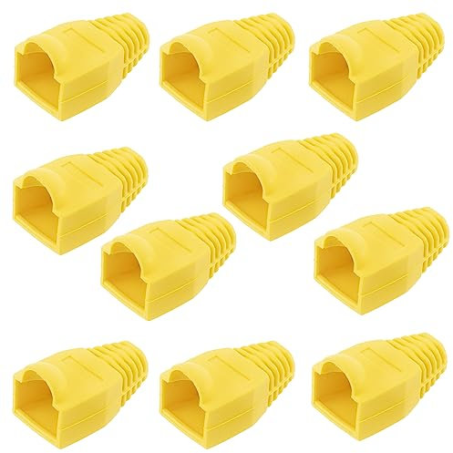 AЕRZETIX - C11340 - Lot de 10 manchons de protection RJ45 anti-pliage CAT6 - réseau Ethernet fiche prise capuchon connecteur raccordement LAN ordinateur ligne modem informatique - couleur jaune