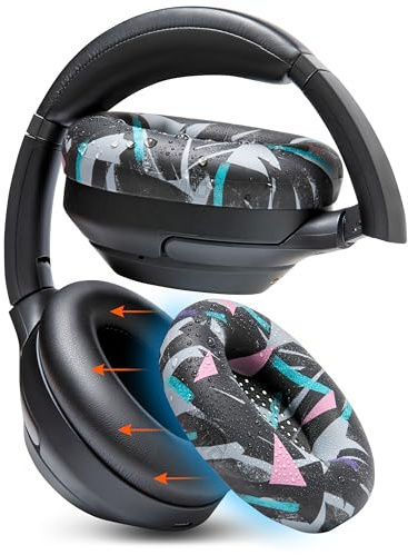 WC SweatZ XM3 - Patenterade öronkuddar svettskydd för Sony WH-1000XM3 | Av Wicked Cushions | Tillverkad med premium silikon, svettsäker och lätt tvättbar | 90's Black