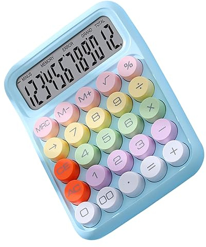 Bunter Elektronischer Taschenrechner, Spritzwassergeschützter Exquisiter Mechanischer Tastaturrechner für zu Hause für das Klassenzimmer (Himmelblau)