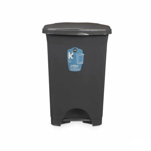BigBuy Home Pattumiera a pedale in plastica antracite, 50 l (3 pezzi)