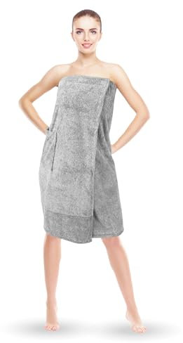 Bestlivings Sauna Kilt - Toalla para sauna (80 x 145 cm, talla única, cierre de botones, longitud hasta la rodilla), color gris