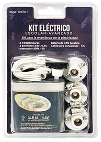 Kit eléctrico escolar avanzado: componentes eléctricos, circuitos, experimentos prácticos, ideal para educación y aprendizaje en tecnología.