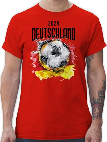 T-Shirt Herren - Fußball EM WM - Deutschland 2025 Germany - XXL - Rot - Deutschland-Trikot Fussball Shirt männer Europameisterschaft Deutschland. Tshirt fu Ball Trikot em- Fanartikel Fun-t-Shirts