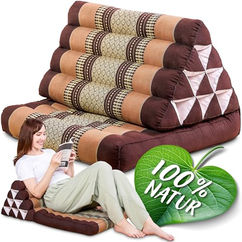 Namasdee Thaikissen 1 Auflage 75x50x8cm mit 100% natürlicher Kapokfüllung (Braun)