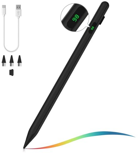 MoKo Universal Stylus Pen Compatible with iPad/iPhone/Samsung(Non-S Pen)/Tablet Devices and Other iOS/Android Smartphone, Tablet Pencil with Power Display, Black