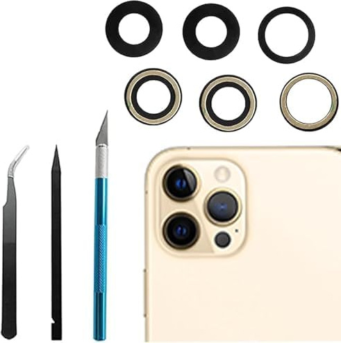 LiXiongBao Lentille de Remplacement pour Caméra Arrière iPhone 12 PRO, Lentille de Remplacement en Verre avec Kit d'Outils de Réparation